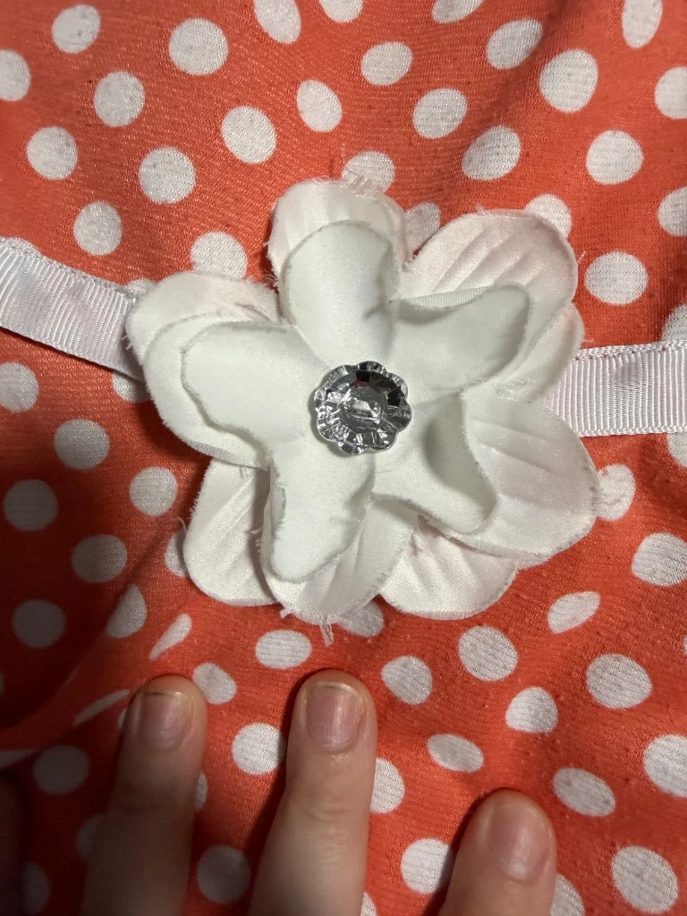 Polka Dot Orange White Flower Dress 18 Month Youngland Baby Short Sleeve